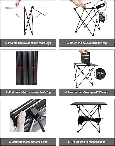 Miniatura 6 de MSSOHKAN Mesa de camping plegable portátil mesa lateral aluminio ligero llevar bolsa playa senderismo al aire libre picnic barbacoa cocina comedor