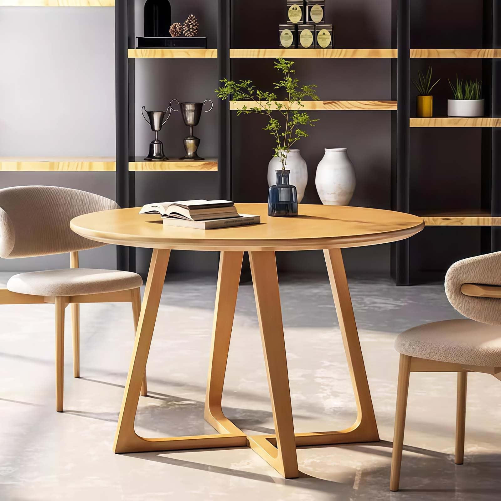 Table de salle à manger ronde peu encombrante pour aménager facilement un petit espace