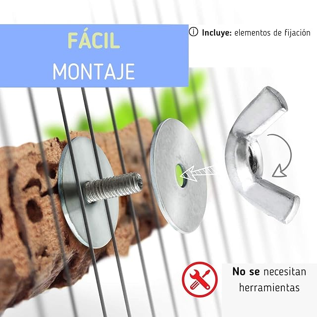 Foto 7 de 8 de Juguetes agapornis - Percha Natural con Bola de Mimbre - Plataforma para Jaula de pájaros