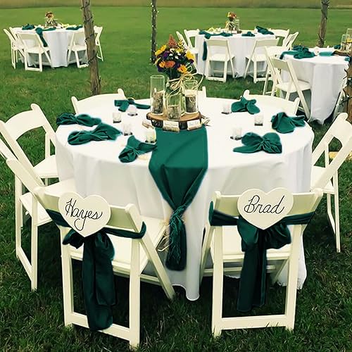 Miniatura 6 de fani 120 marcos universales de satén verde bosque para silla, para bodas, recepciones, restaurantes, eventos, decoración de banquetes, fiestas,