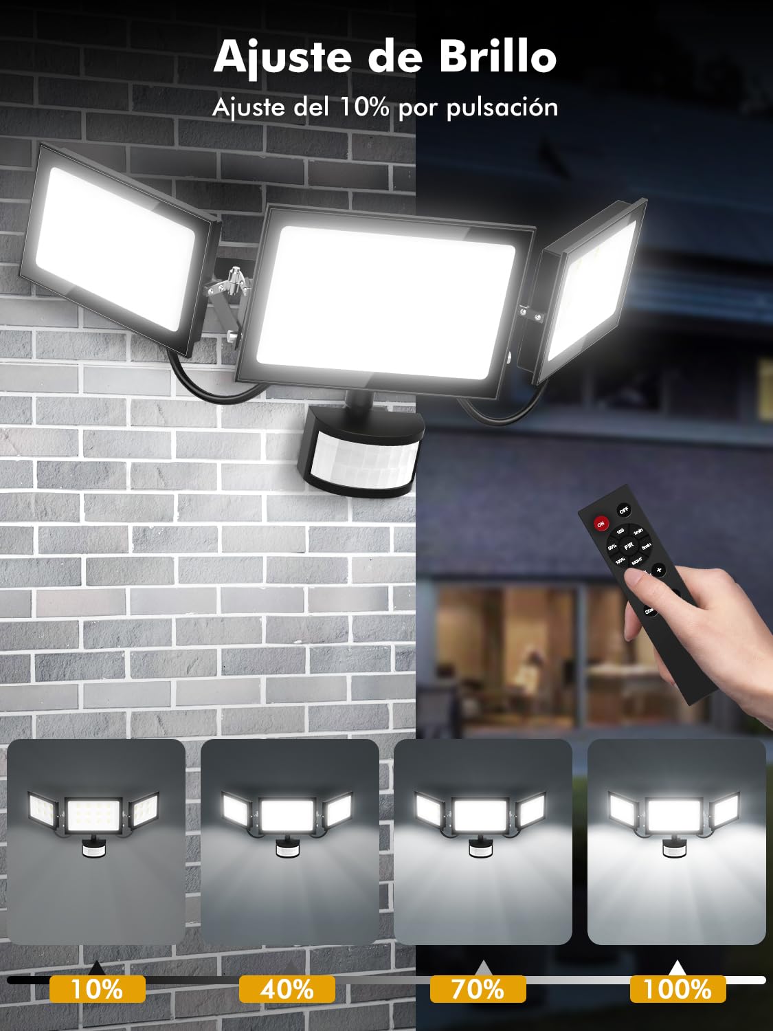 Focos LED Exterior con Sensor de Movimiento 150W,15000LM Focos Potentes con Mando a Distancia,6500K Blanco Frío Proyector LED Exterior,IP65 Impermeable Luz de Seguridad para Terraza Patio Garaje