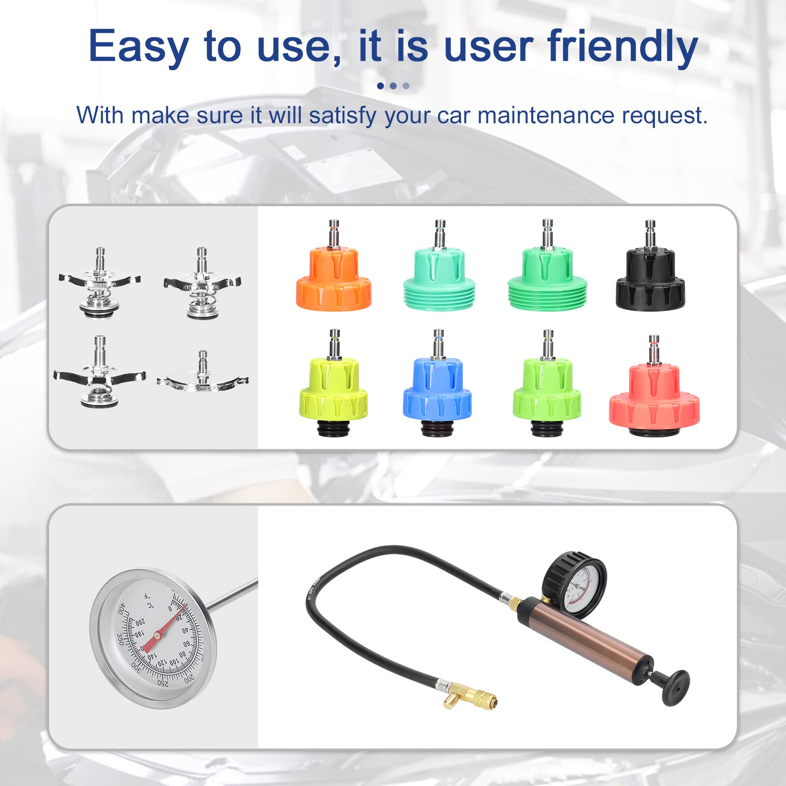 Kit universal de detección fugas en depósitos combustible for automóviles, herramienta detectora for , probador presión agua del radiador, kit herramientas vacío for refrigerante aire acondicionado