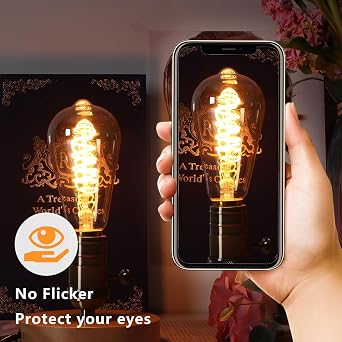 Terafeels 2 Pack E27 Vintage LED Light Bulbs, ST64, 4W, 220-240V, Spiral Filament, 2200K Warm Yellow Glow, Amber Glass, Dimmable Edison Screw in Light Bulb [Energy Class E]