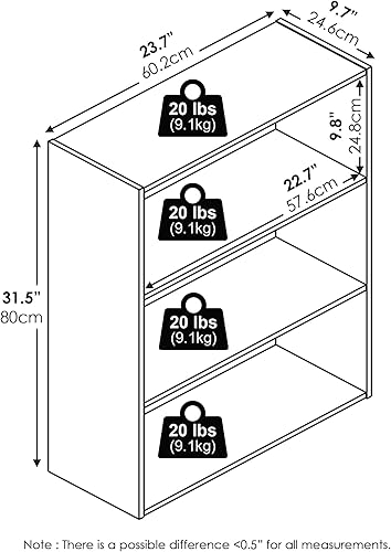 Miniatura 5 de Furinno Pasir - Estantería abierta de 3 niveles, pino ámbar