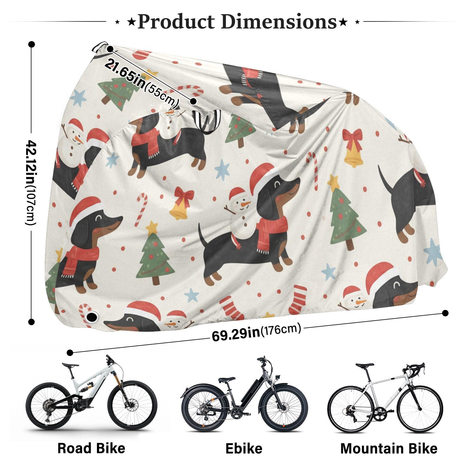 Copertura per bici da esterno con motivo bassotto natalizio impermeabile per mountain bike