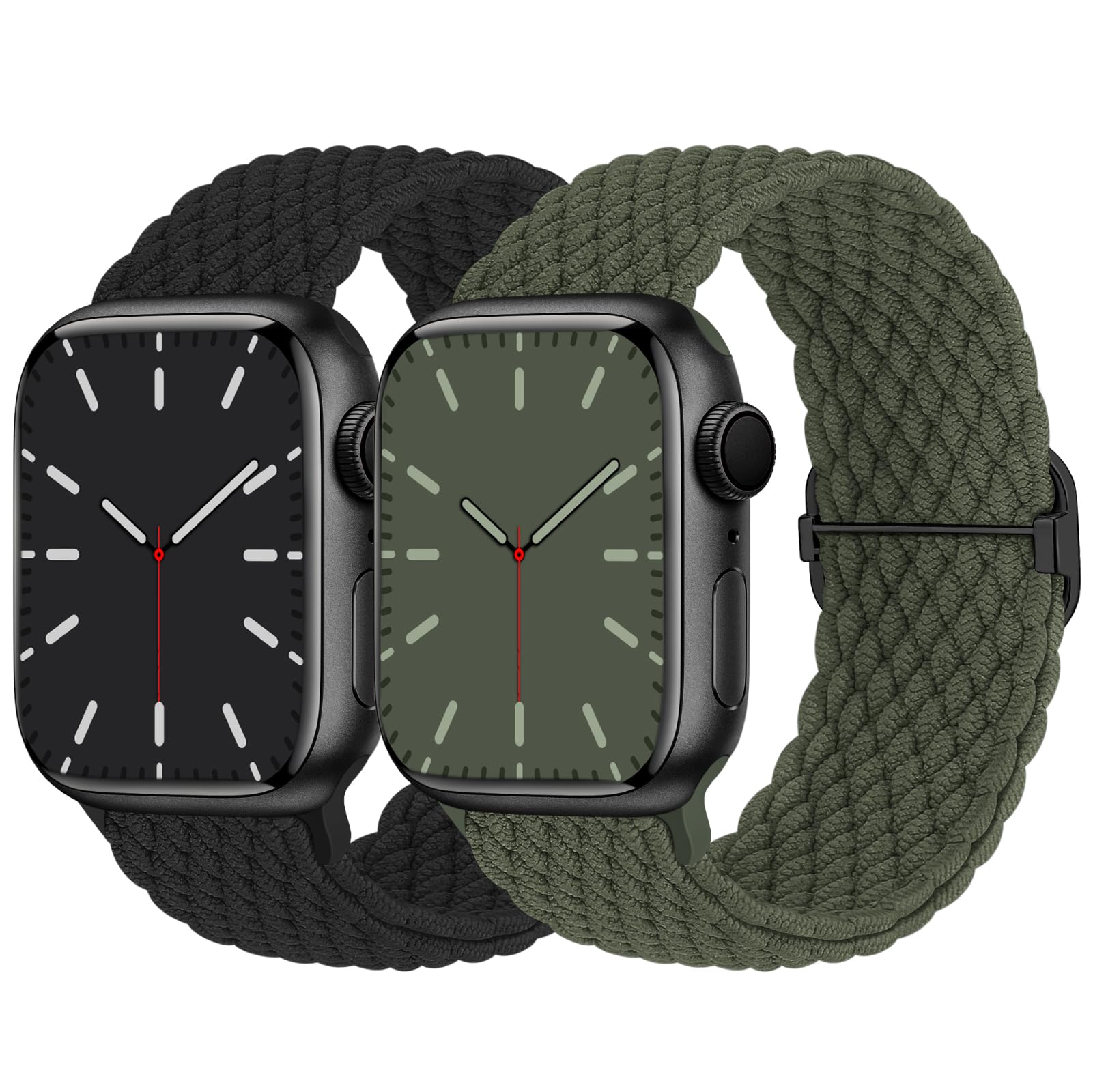 Nimblistic 2 Pack Stretchy Braided Solo Loop Compatible for Apple Watch Straps 42/44/45/46/49mm