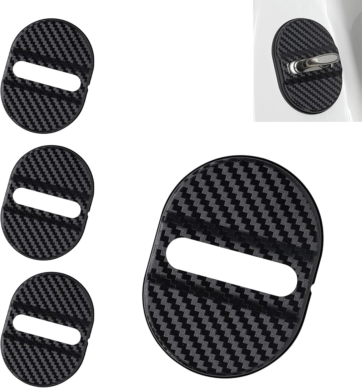 HANBAOLIMIN Car Door Lock Cover for Hyundai Tucson | Typ NX4 | BJ ab 2020, 4PCS Carbon Fiber Pattern Decorative Protector Cap Trim Sticker Accessories Anti-Rust Guard Kit
