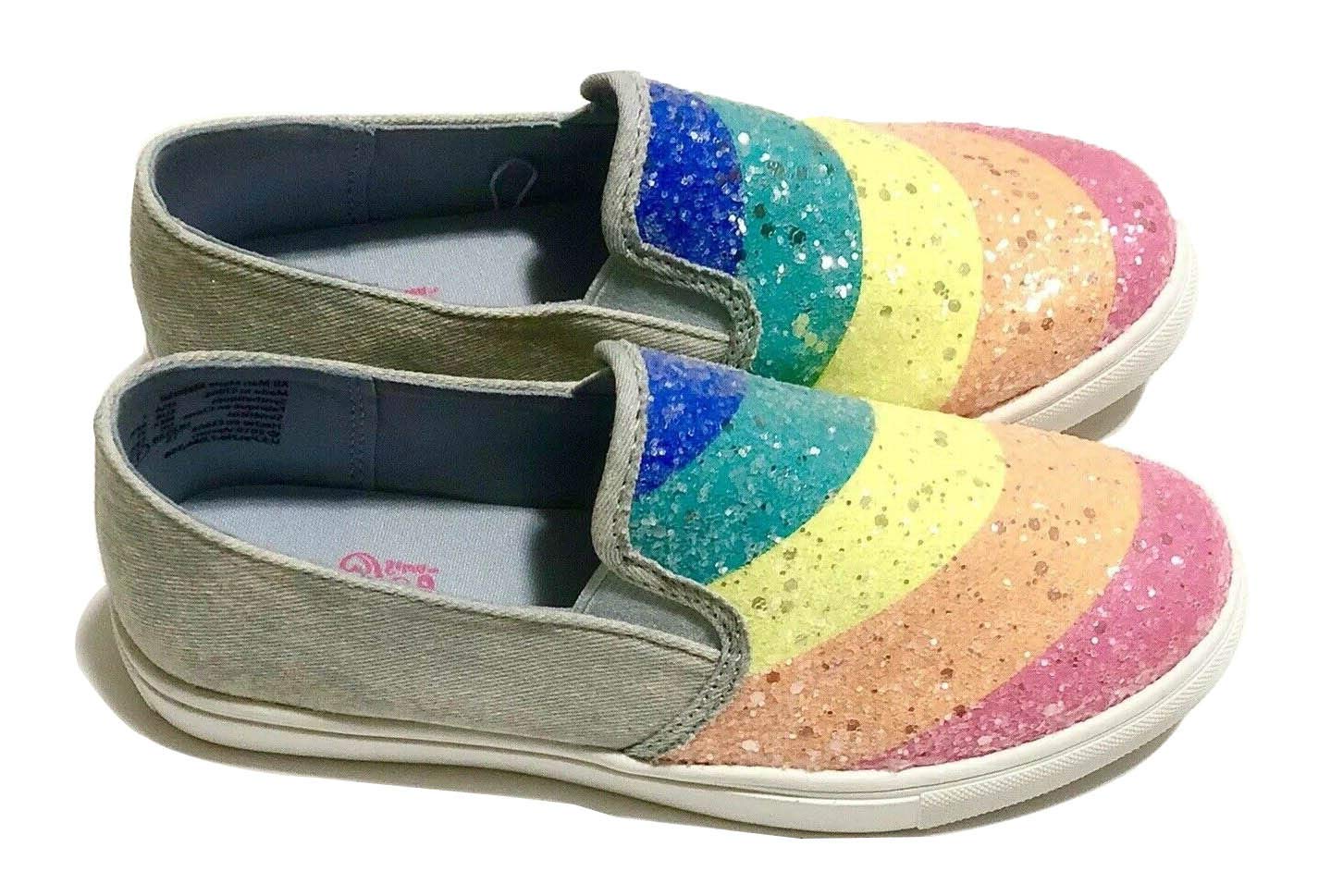 Jojo Siwa Kids Rainbow Glitter Slip Sneaker Shoes Size