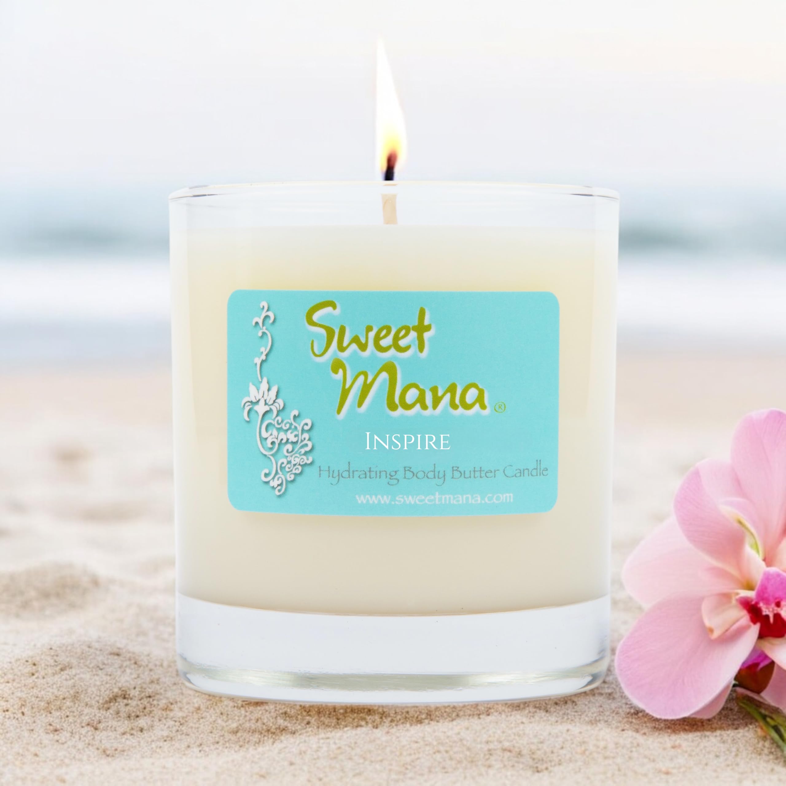 Candela per lozioni | Candela di soia di lusso | Candela per massaggio aromaterapia | Candele ad olio da massaggio | Ispirare | Sale marino + orchidea | Profumo spa | Versato a mano negli