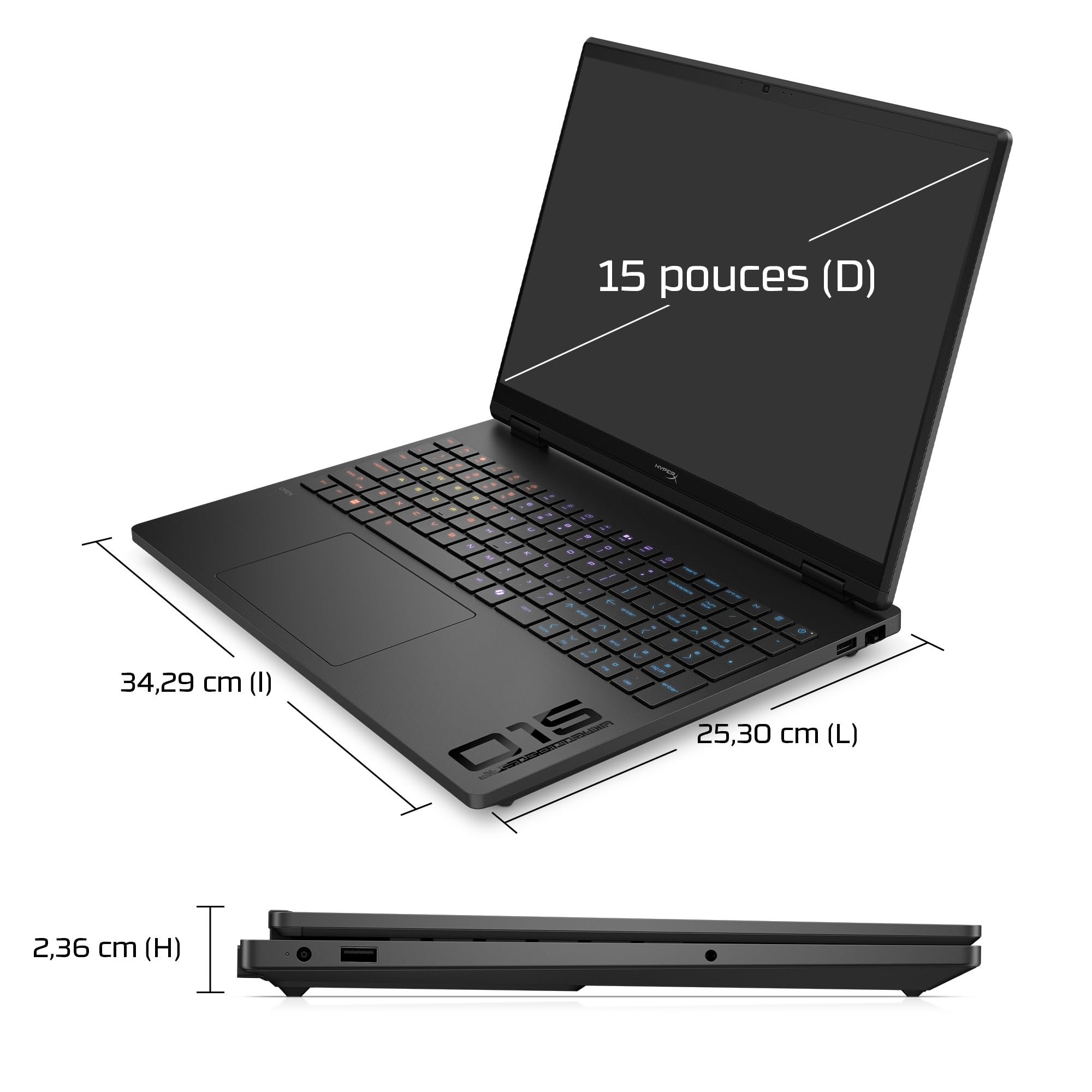 HP HyperX Omen 15-ga0701sf Ordinateur Portable Gaming 15.3" 2K IPS, PC Portable Gamer (Core 5-210H, RAM 16 Go, SSD 512 Go, RTX 5050 8GB VRAM, Windows 11), Laptop Noir, AZERTY