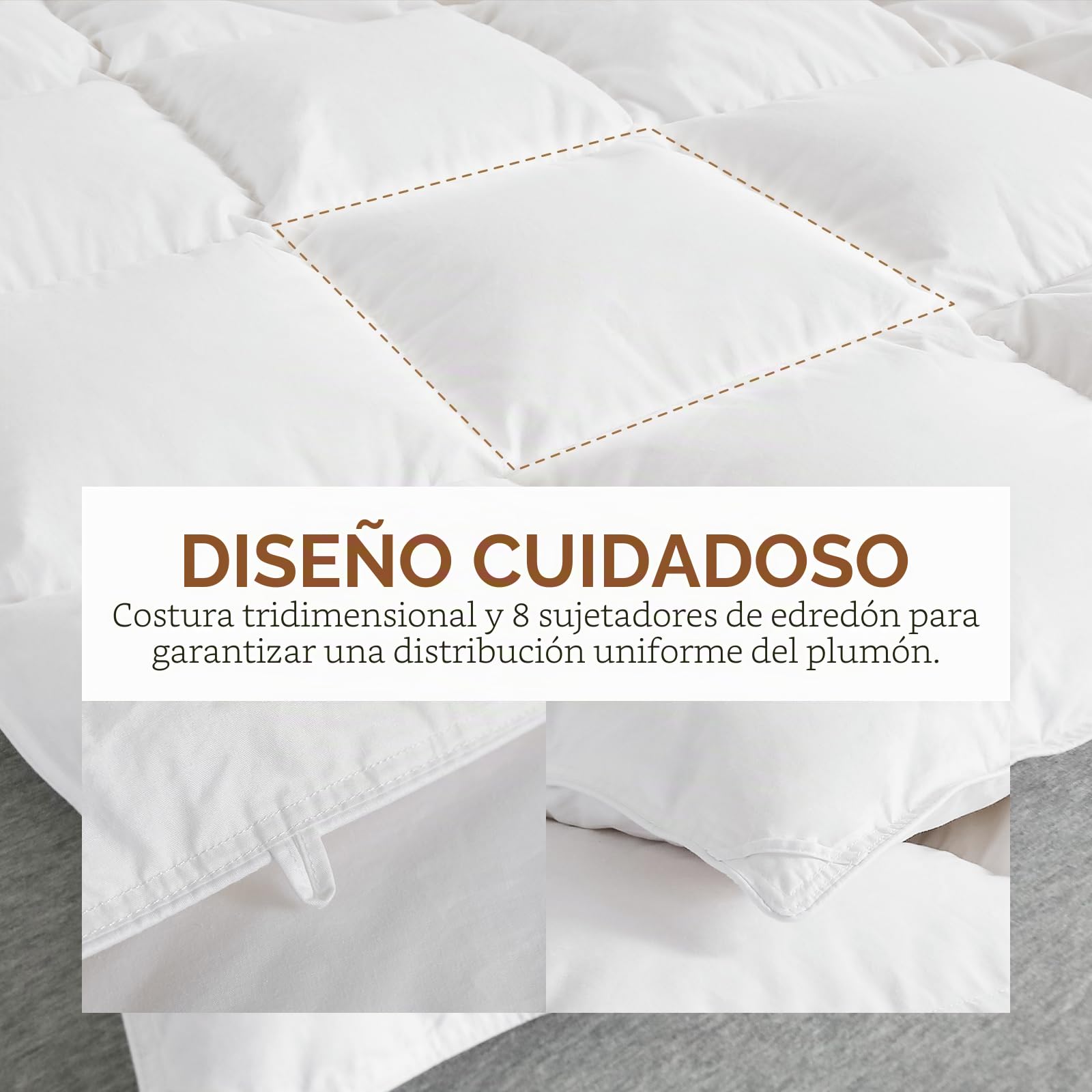 C&W Edredón de plumón de Ganso Blanco, tamaño Queen, Relleno de edredón de plumón Pesado para Invierno, Potencia de Relleno 750, Peso de Relleno de 55 onzas, Color Blanco sólido