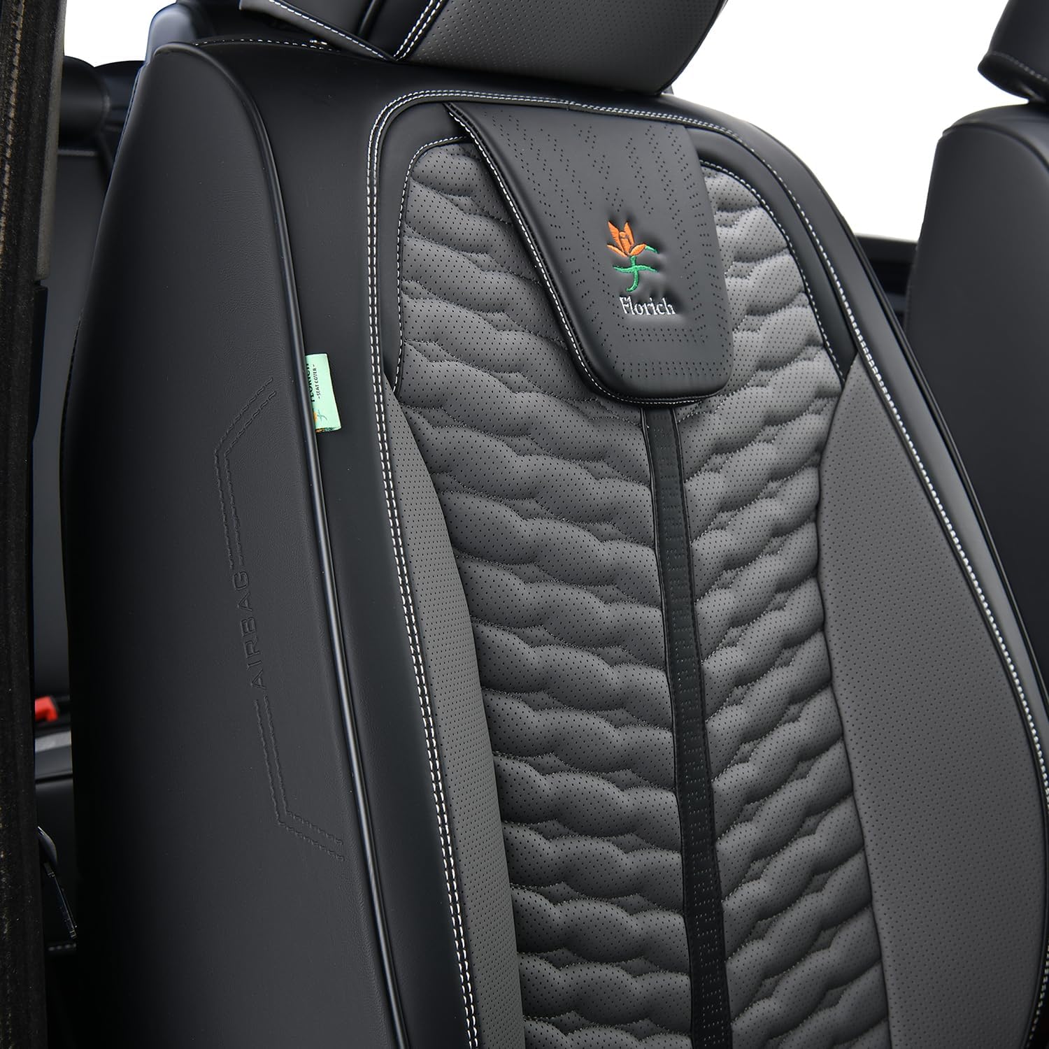 FLORICH Fundas de Asientos de Cuero, Fundas para Asientos Delanteros y Traseros, 5 Piezas Asientos para el Protector de Asientos del automóvil Universal para la mayoría de automóviles y Camiones