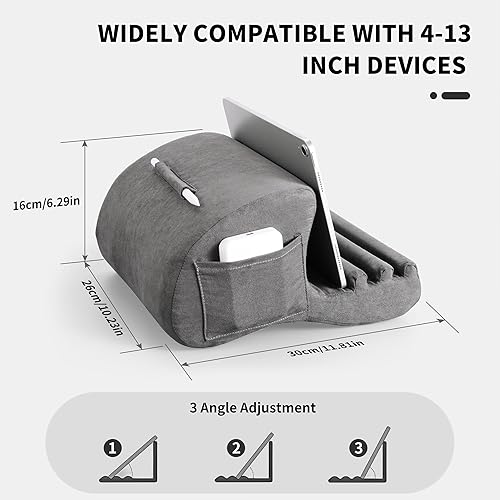 Miniatura 4 de CreaDream Soporte de almohada para tableta, almohadilla para iPad, soporte para tableta para cama, regazo y escritorio con 3 ángulos de visión,