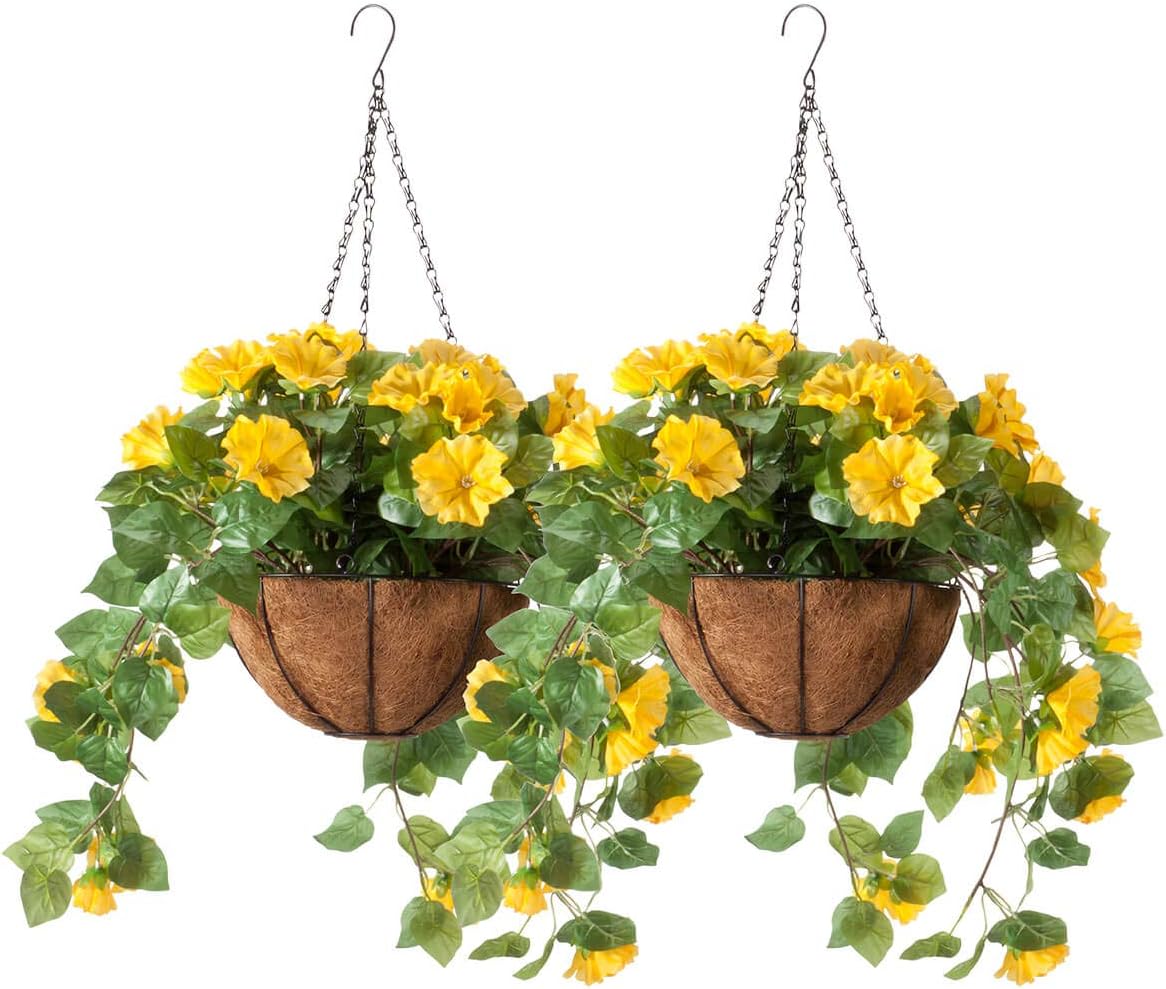 OakRidge™ Fully Assembled Yellow Petunia Basket Set of 2
