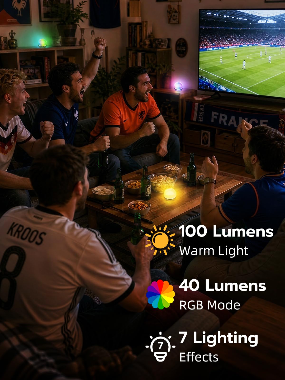 Smiling Shark Campeggio de Lampada, 2 Pezzi LED Camping Lantern USB Ricaricabile RGB e Luce Bianca Calda Pallone da Calcio Portatile Campeggio Luce con Gancio per Escursionismo Picnic Emergenza