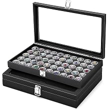 Nosiny 2 Packs Gem Display Case with 100 Jars, 14x10x2 Inches