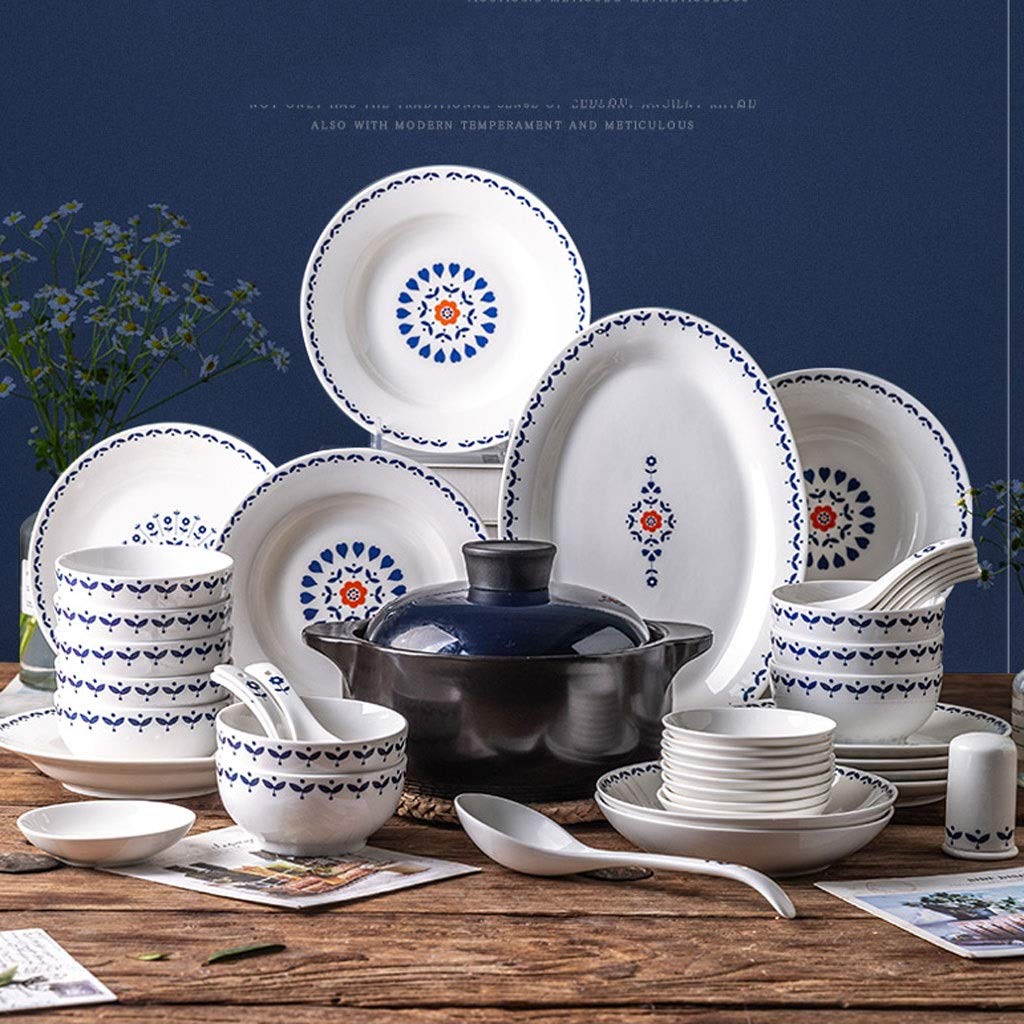 Set de 56 Piezas Cena nórdica Conjunto de cerámica y Platos for Platos domésticos Conjunto de vajillas