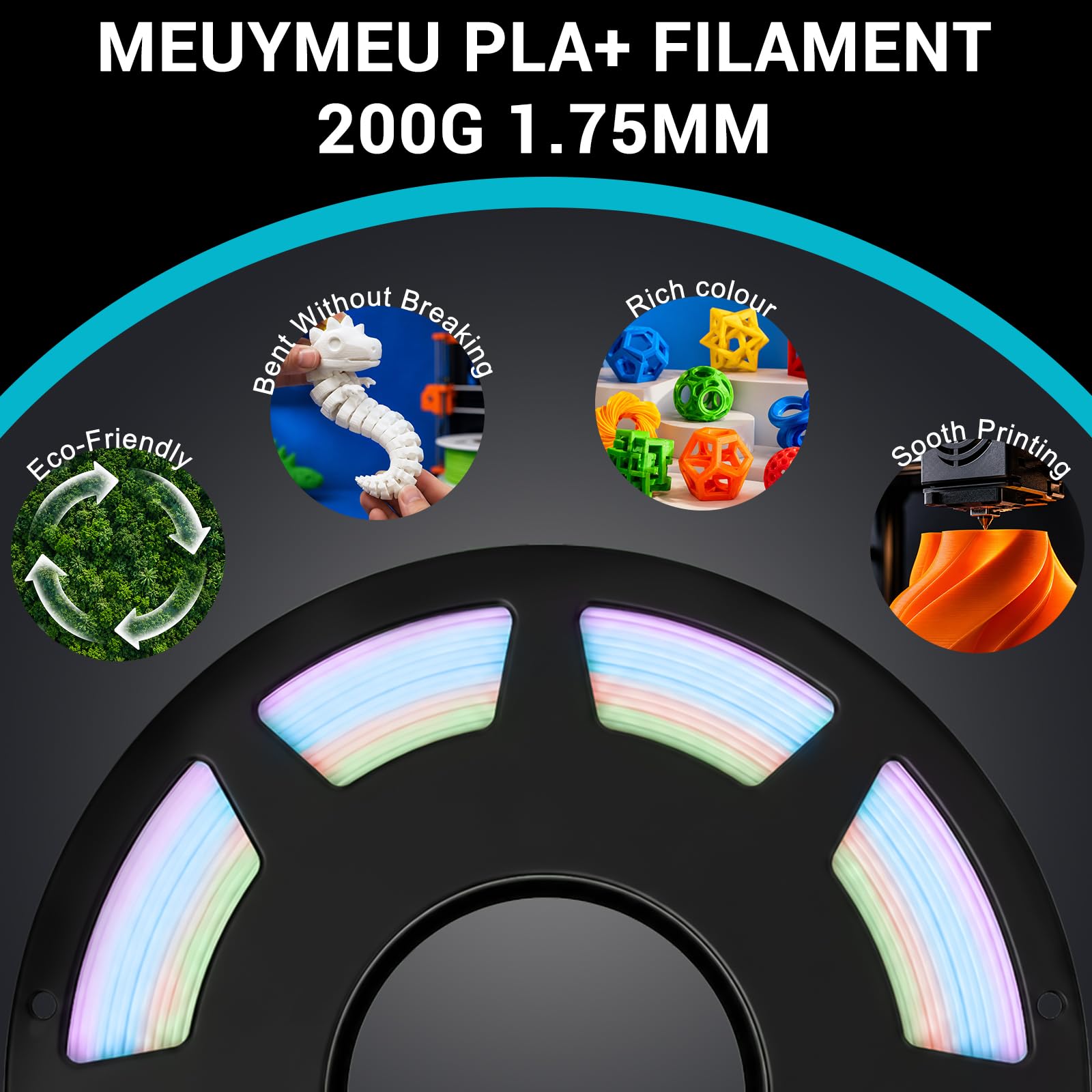 Multicolor Glow in the Dark 3D Printing Filament -8 Multicolor Glow in the Dark 3D Printing Filament -8