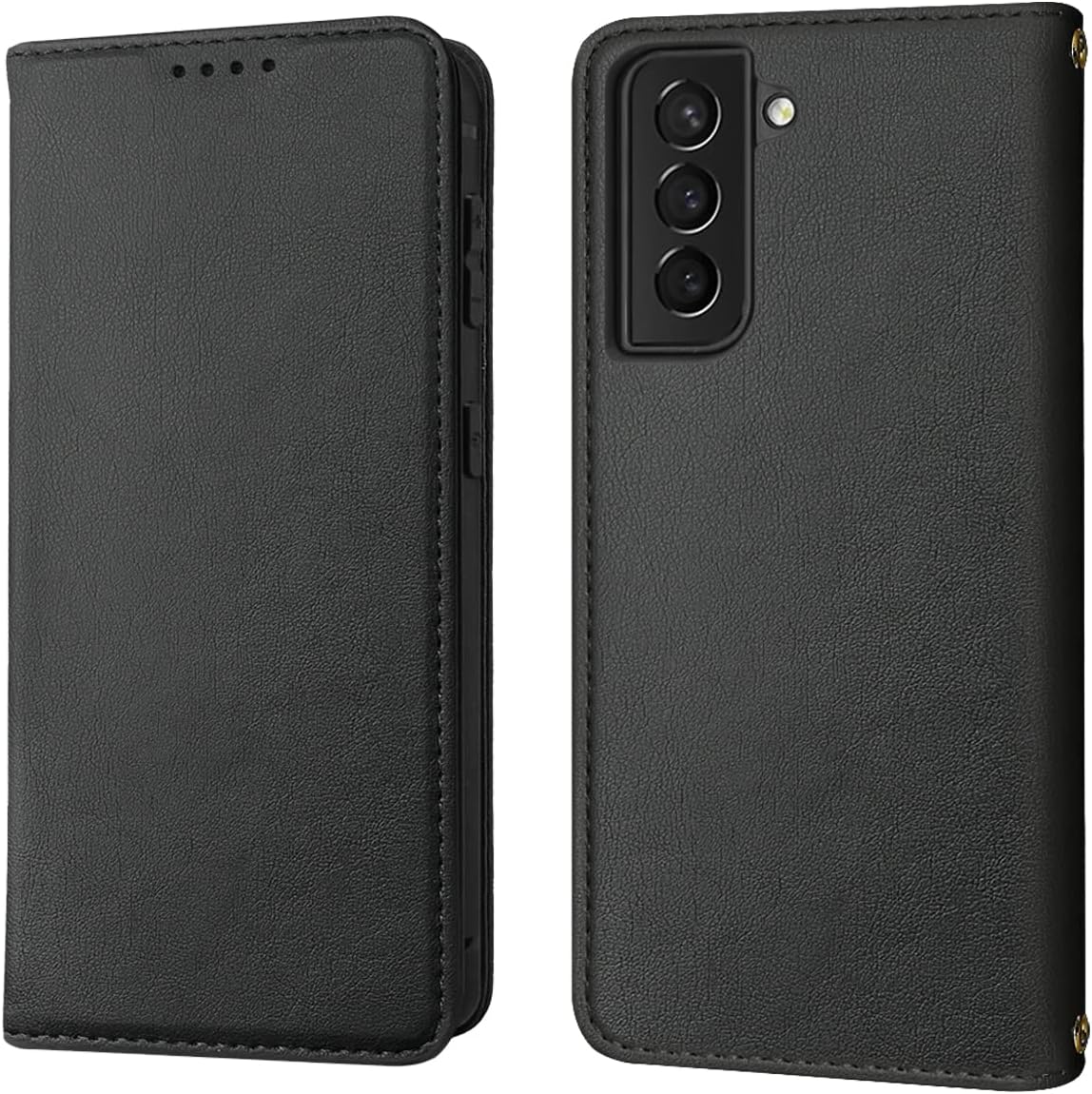 Wallet Case for Samsung Galaxy S22 Phone Cases Premium Leather PU Flip Cover Magnetic Shockproof Closure Book Design with Kickstand Feature & Card Slots Galaxy S22 Case - Black