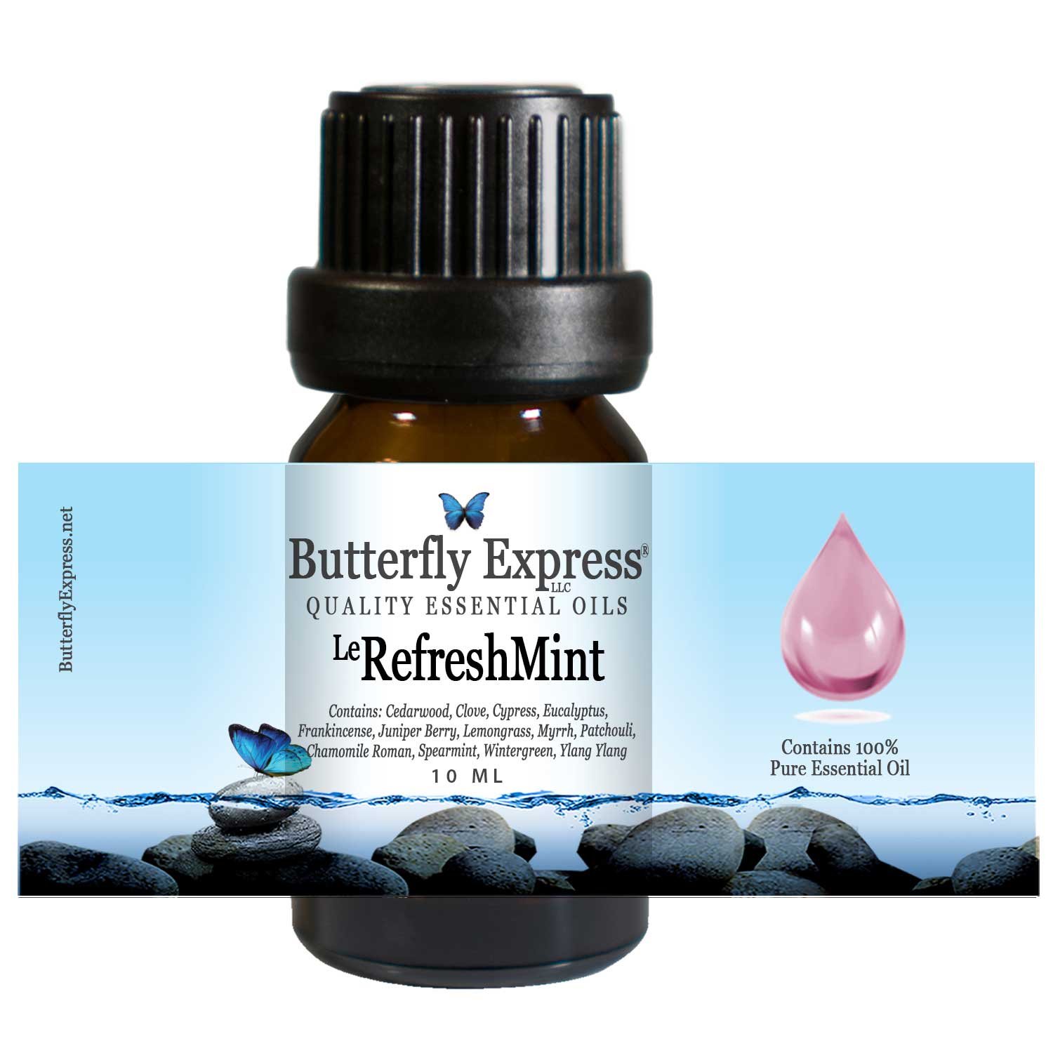Le RefreshMint Essential Oil Blend 10ml - 100% Pure - by Butterfly Express