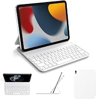 HOU Slim Bluetooth Billentyűzetes Tok iPad 11. és 10. Generációhoz - Fehér QWERTZ Műbőr Védőtok Ergonomikus Szöggel, Mágneses Rögzítéssel 1