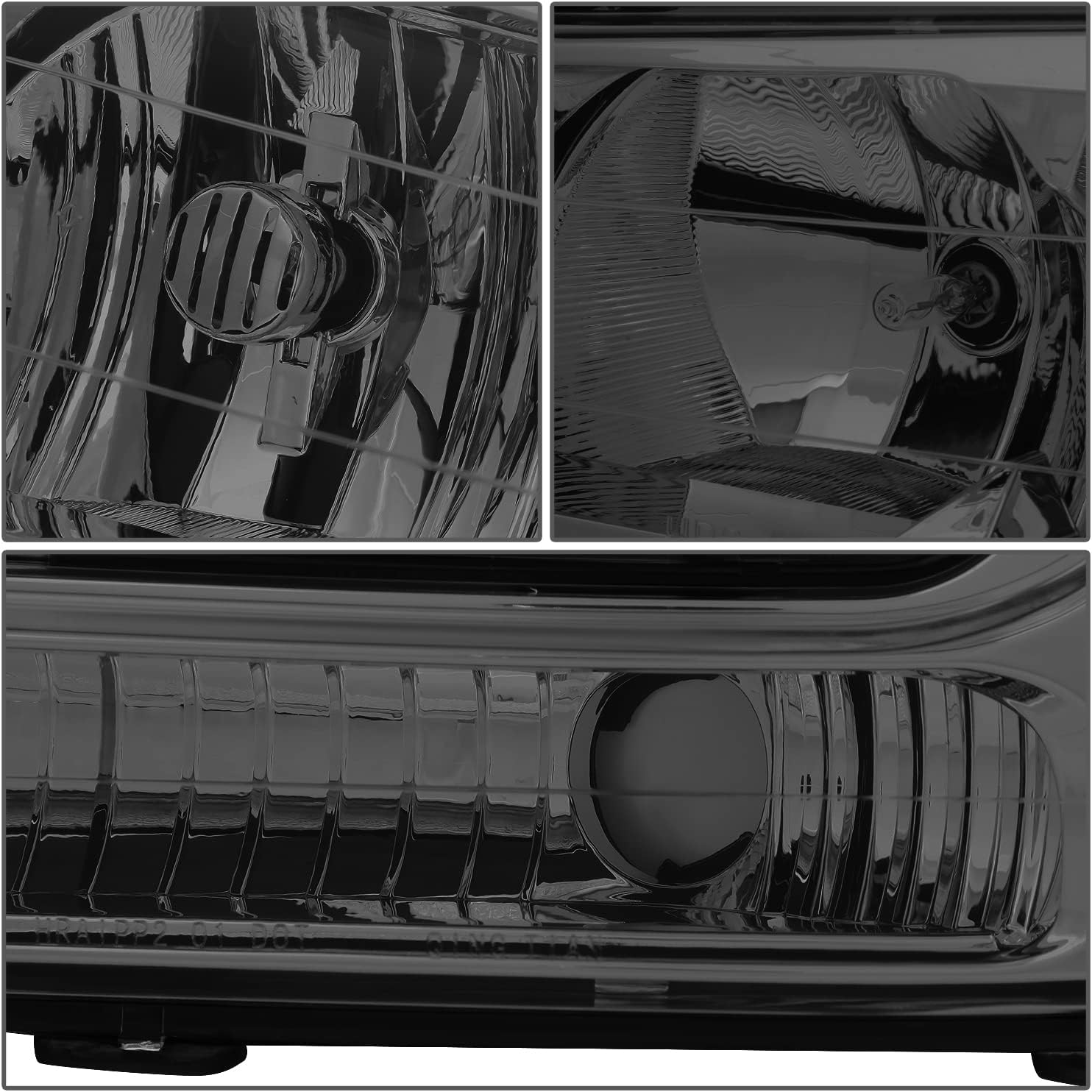 DNA MOTORING HL-OH-TRA02-SM-CL1 Smoke Lens Clear Corner Headlights Compatible with 02-09 Trailblazer