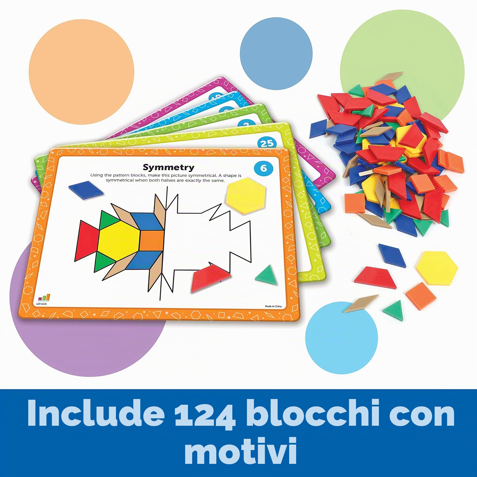 Learning Resources Set di attività Matematiche a Blocchi, Giochi matematici per Bambini, Giochi educativi, Matematica prescolare, Montessori, 144 Pezzi, età 5+