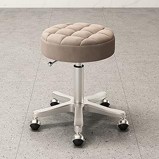 Rolling Swivel Stool Chair,PU Leather Round Rolling Stool with Foot Rest Swivel Height Adjustment Spa Salon Tattoo Work Office Massage Stools Task Chair