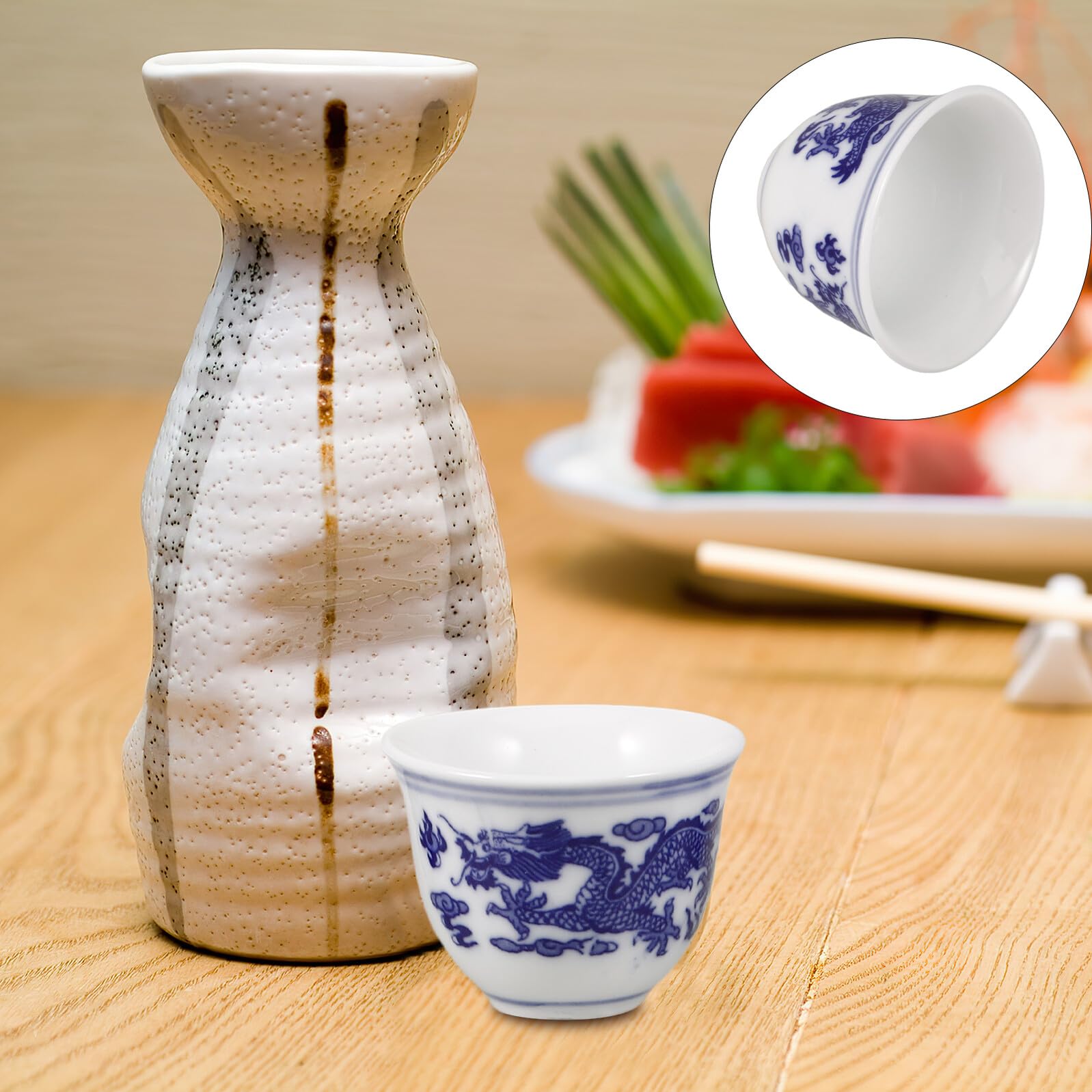 COLLBATH Porzellan Tasse 4 Stück Traditionell Chinesische Teetasse Blau Weiß aus Keramik 25ml Klein Elegant und Einfach zu Reinigen für Haushalt