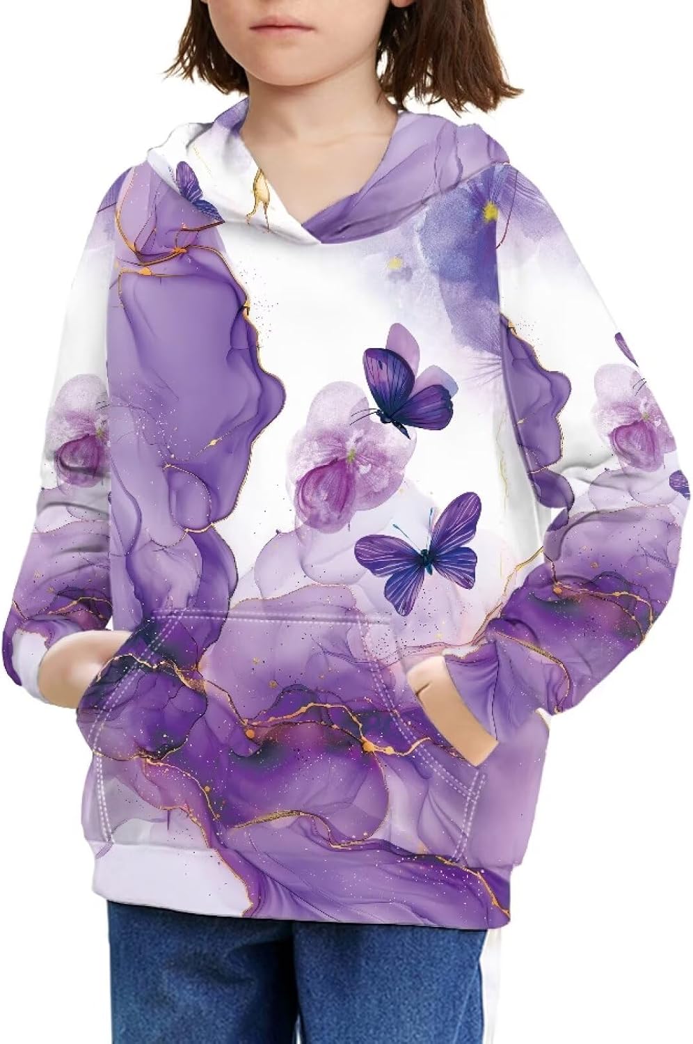 Girl's Hoodies, Lightweight Hooded Sweatshirts Soft Long Sleeve Pullover with Pocket