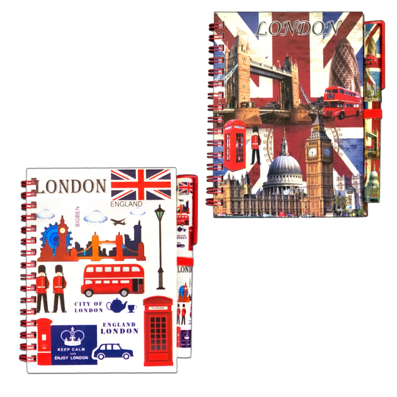 Set of 3 London Souvenir Notebooks & Pen, Union Jack Notepad, British Gift, Famous London Landmark Notebook With Matching Pen - Image 3