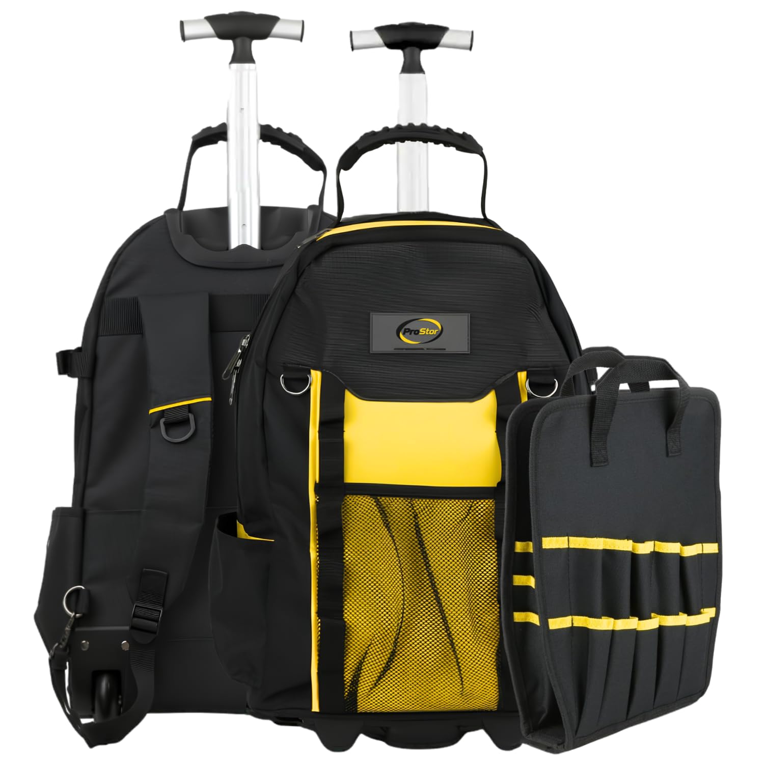21" Tool Backpack Bag With Wheels - ProStor Rolling Tool Backpack Tool Bag - Heavy-Duty Tool Bag - Weatherproof, Detachable Organiser, Telescopic Handle - UK Design Electrician & Construction Backpack