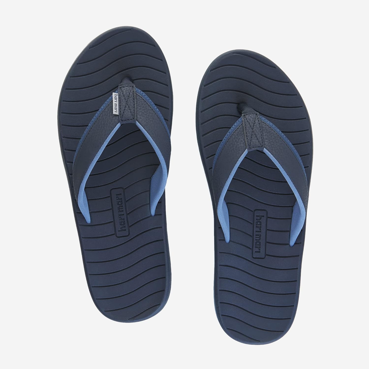 Hari Mari Brazos II Men's Flip Flops - Premium Rubber Water-Resistant Beach Sandals with Comfortable Memory Foam Leather Straps and Arch Support- Navy- Size 8 - Image 2