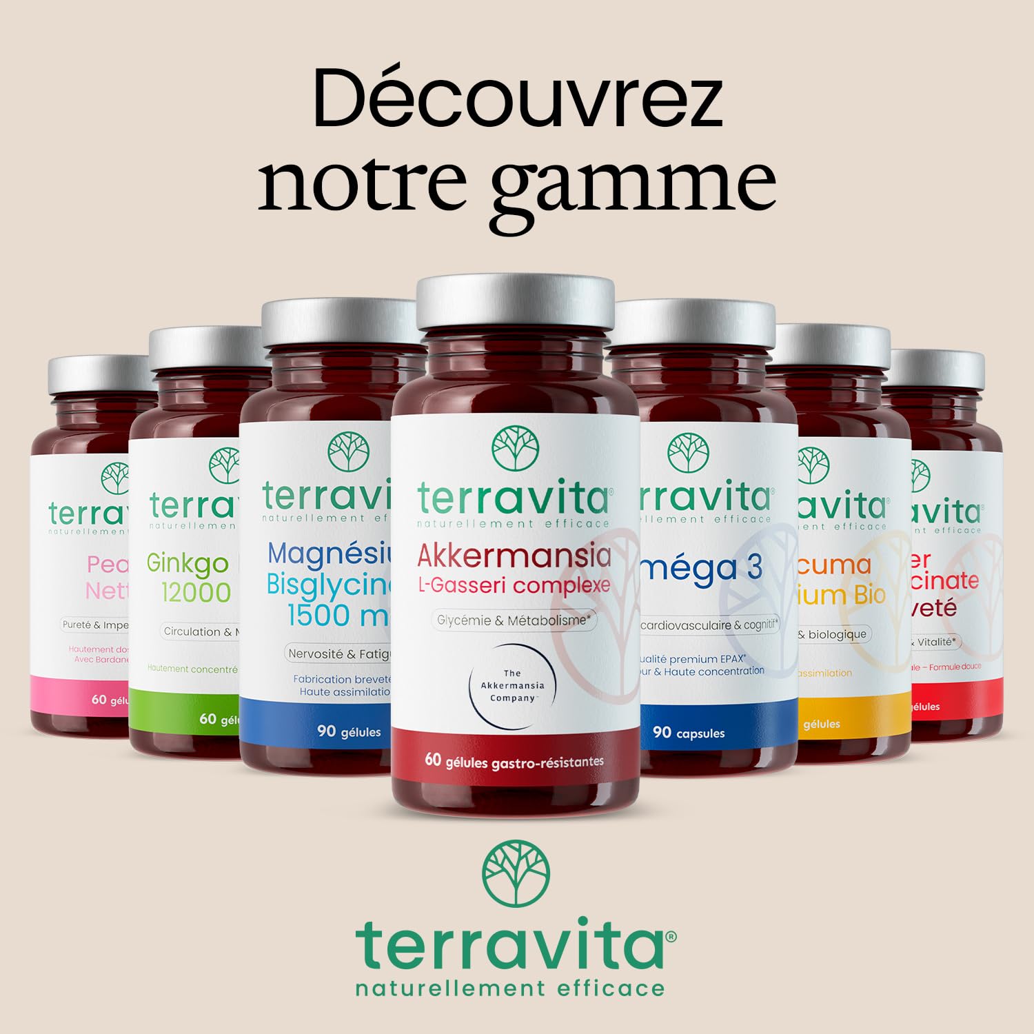 Akkermansia MucT® 30 Milliards + L. Gasseri 10 Milliards | Avec Vitamine B1 et Chrome | Régulation Glycémie + Digestion + Satiété | 60 Gélules | Made in France | Terravita