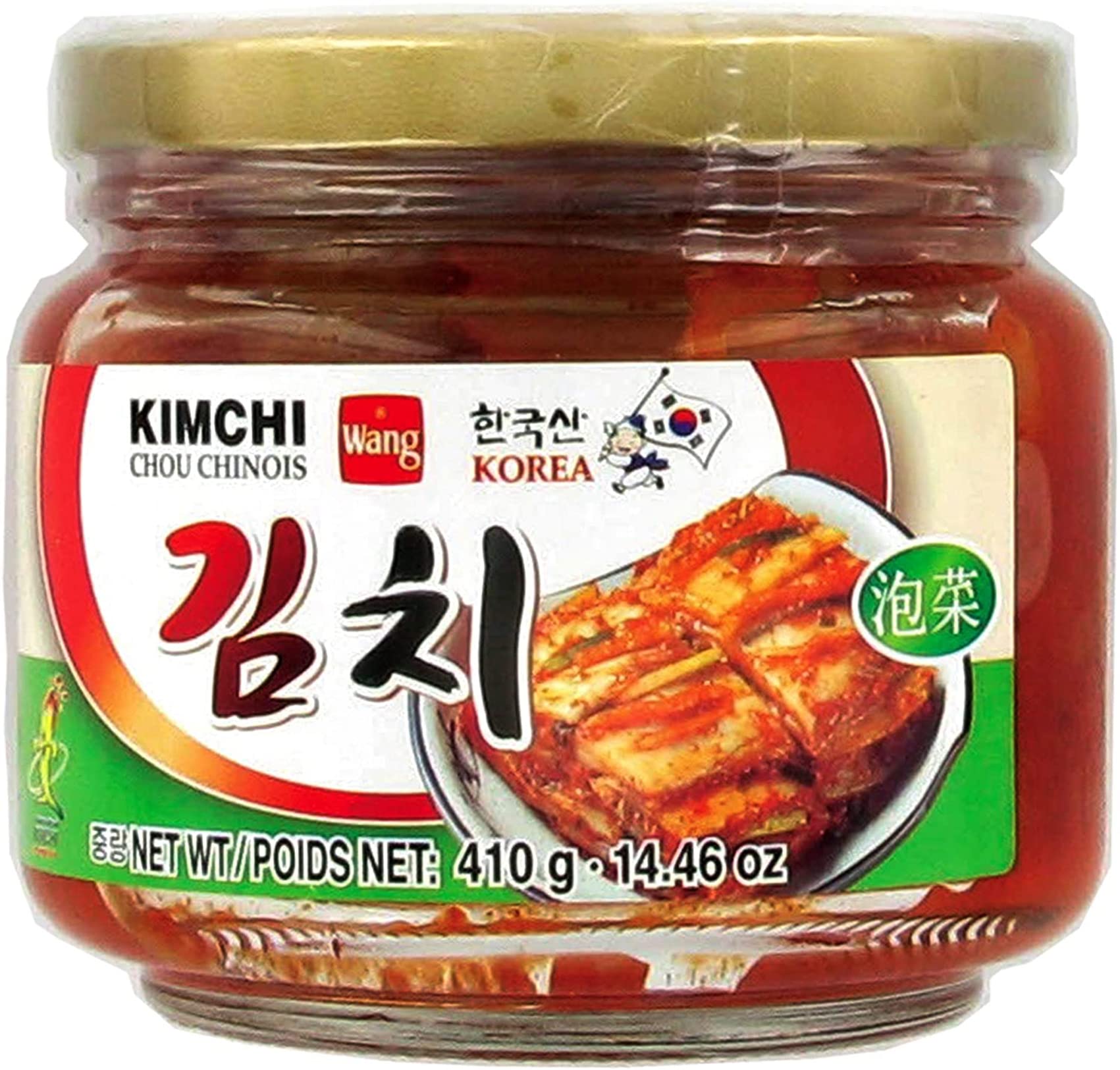 WANG Kimchi en bocal (chou chinois pimenté) 410g (Lot de 4 boîtes)