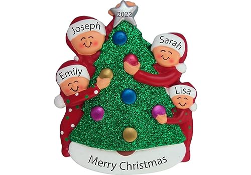 Family of 4 Christmas Ornament 2025 Personalized Family Decorating Tree