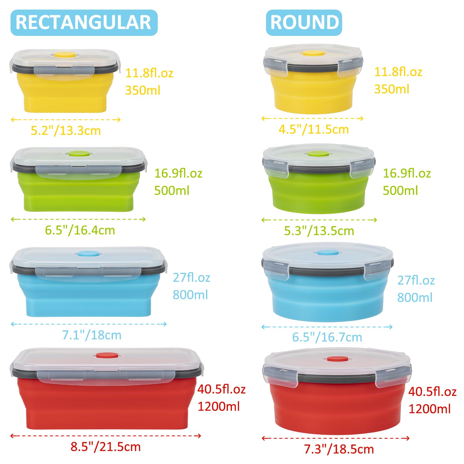 Vtopmart - Paquete De 8 Recipientes De Vidrio Para Almacenamiento De Alimentos Con Tapas