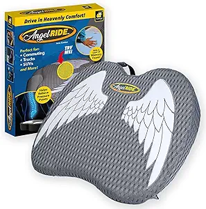 Auto Cushion with Memory Foam, AS-SEEN-ON-TV, Advanced Lumbar Helps Relieve Pressure Points, Molds to Any Body, Drive in Heavenly Comfort in Any Vehicle, Breathable, Washable Cover