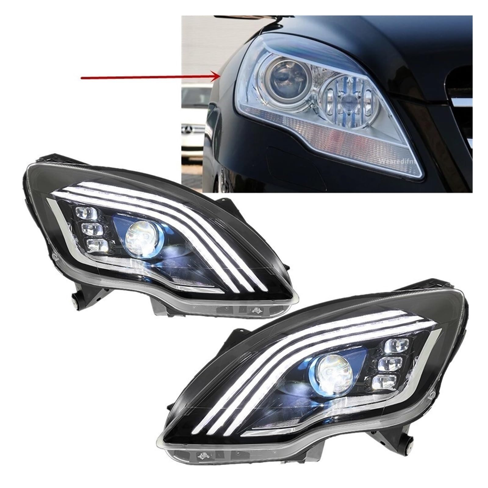 Lampada Fanale Posteriore Accessori auto Ha Condotto il Faro Per Benz W251 per Classe R R300 R350 R400 R500 2010-2017 Modificato Anteriore DRL Disabilita per luci di segnalazione