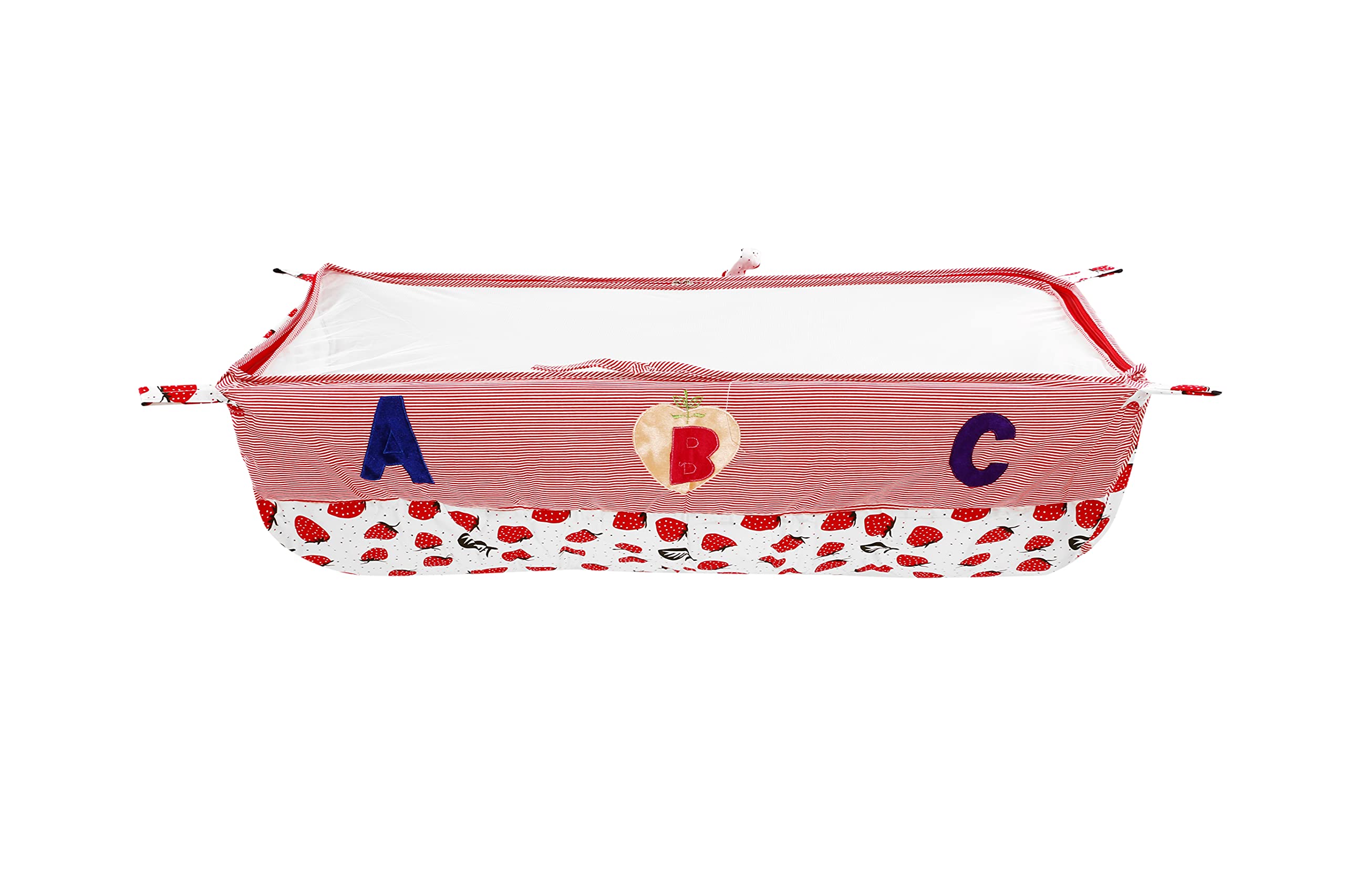 CUTEABLY Strawberry Soft Cloth Sleep Baby Swing, Zoli, Cradle, Ghodiyu, Khoya, Palana, Hammock with Mosquito Net (STRB-Red)