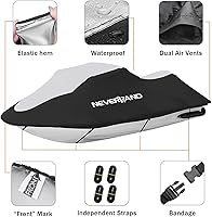 Vista 6 de NEVERLAND Funda de moto acuática de 3 asientos, resistente al agua, 210D con 2 rejillas de ventilación de grado marino resistente a los rayos UV, se