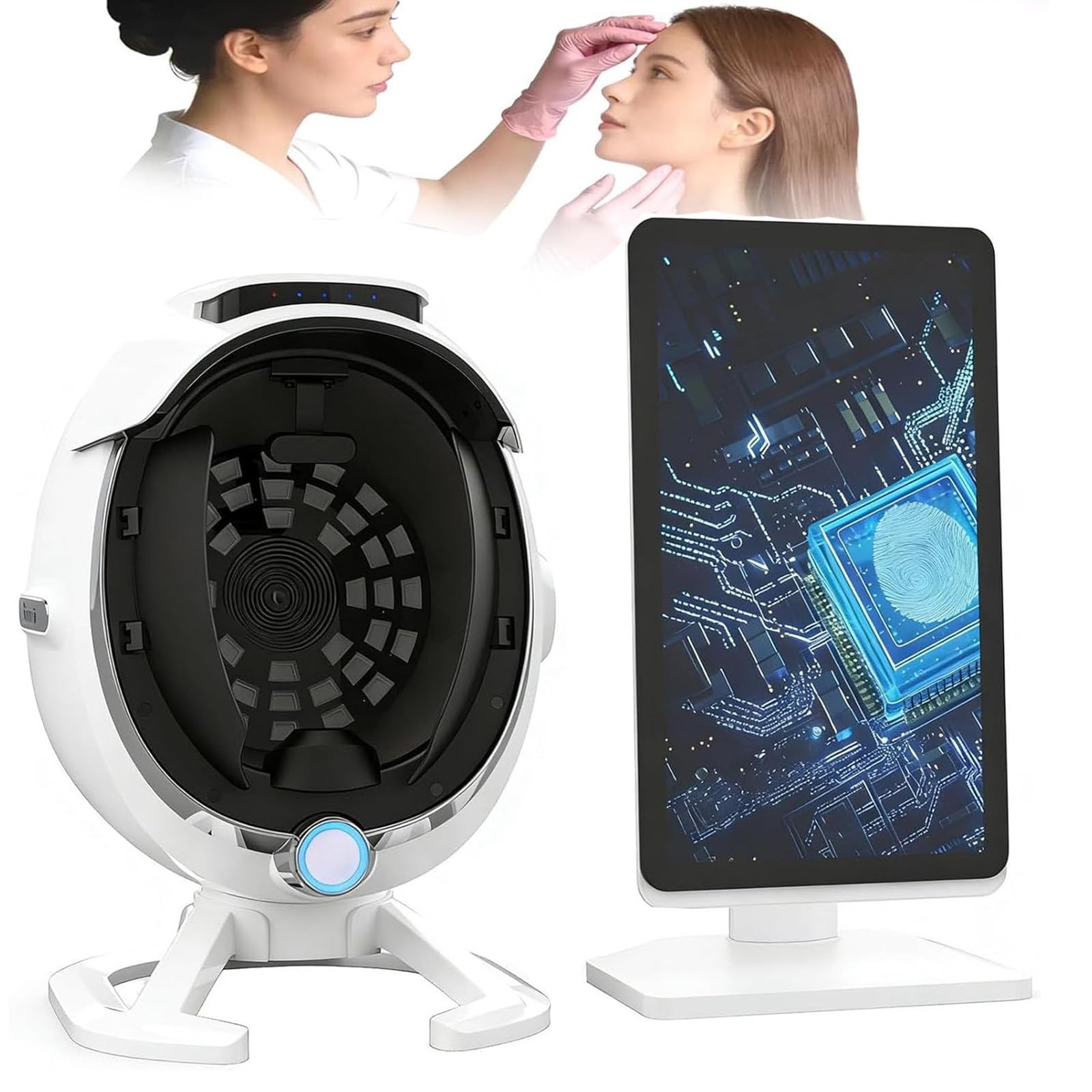 HajMyrdonyx 3D Digital Skin Analyzer Detector, AI Smart Facial Skin Analysis Machine, 36 Million Pixels, 8 Spectral Facial Moisture Analyzer for Beauty Salon Healthy Skin Care 21.5in