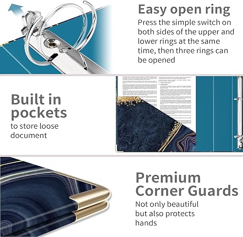 Miniatura 55 de Ospelelf Mini 3 Ring Binder, 2 Inch, Cute Pink Marble Binder for 5.5" x 8.5" with 5 Tab Dividers, File Folder Labels and Low Profile Clipboards