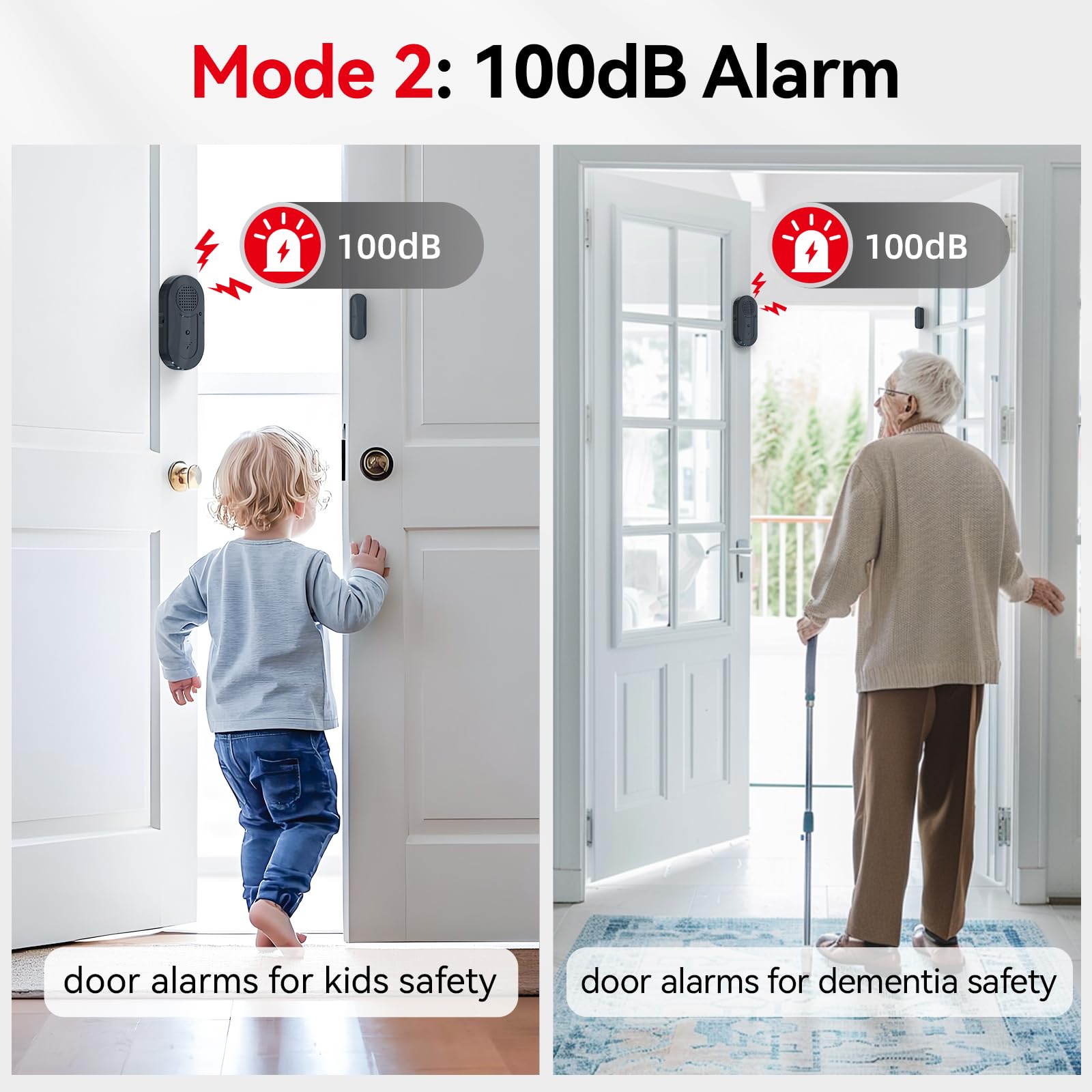 Sanjie Türalarme beim Öffnen, Türfensteralarm-Sensoren für Kindersicherheit/Haussicherheit/Pool/Garage/Demenz/Kleinkind/Reisesicherheit, einfach zu installieren, Lautstärkeregler/lauter Alarm, lange