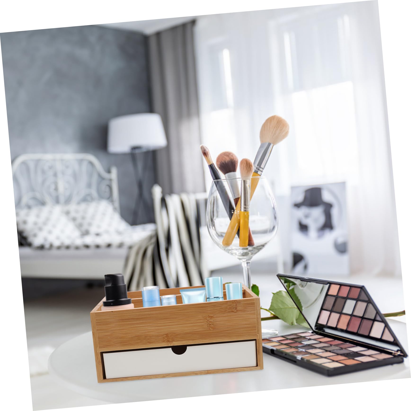 Schreibtisch-organizer Bambus Mit Aufbewahrungsbox Für Kleinigkeiten Kosmetik Und Bastelbedarf Vielseitig Für Home-office Und Schlafzimmer