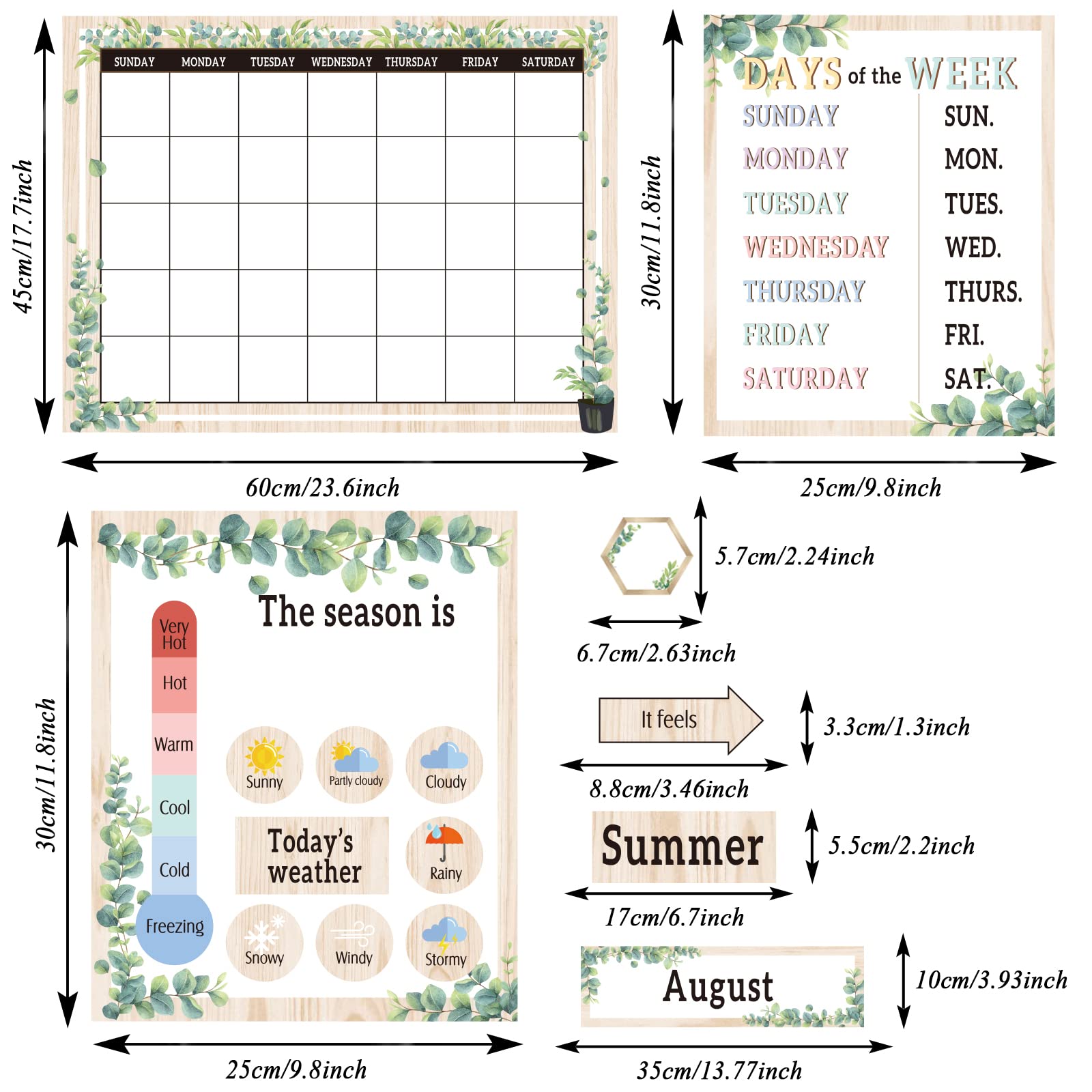 Boho Greenery Decor Boho Greenery Classroom Calendar Set - Bulletin ...