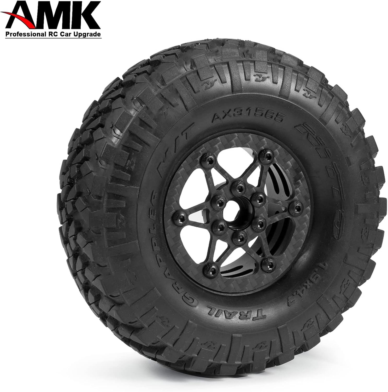 1.9 Beadlock Wheels, 4Pcs Carbon Fiber 1.9 Wheels, 1.41oz/Pcs Lightweight 1.9 Crawler Wheels for Axial SCX10 II SCX10 III Capra TF2 Element Enduro Redcat TRX4 Upgrades (A)