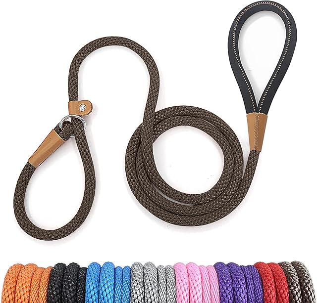 lynxking Dog Leash Slip Rope Lead Leash Strong Heavy Duty Braided Rope No Pull Training Lead Leashes for Medium Large and Small Dogs