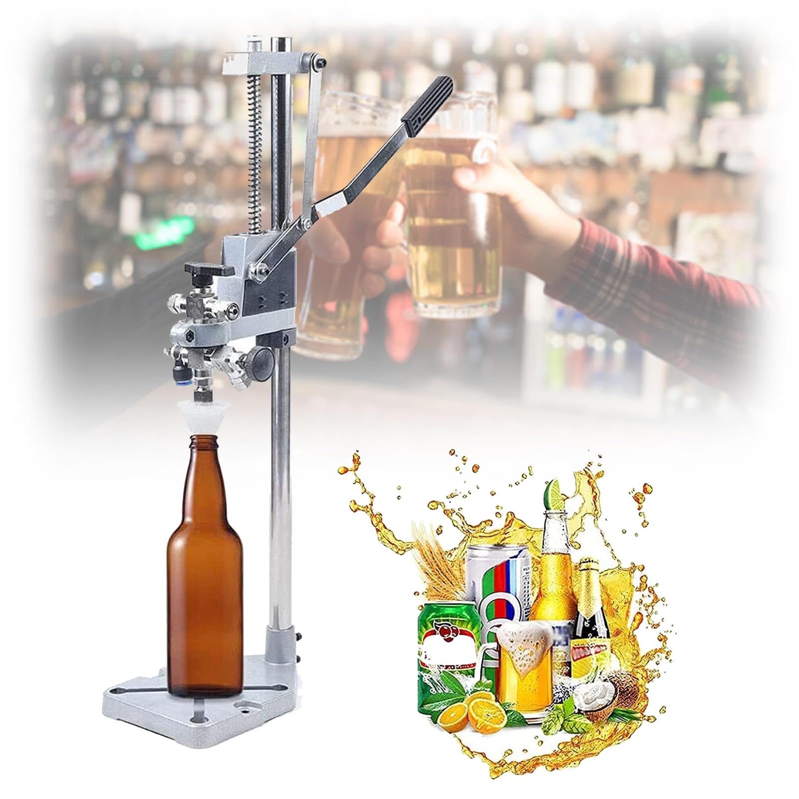 Llenadora de Botellas de Cerveza, Llenadora de Botellas de Contrapresión, Llenadora de Botellas de Cerveza/Vino de Acero Inoxidable, Máquina de Llenado Manual para Botellas Vidrio/enrevesadas