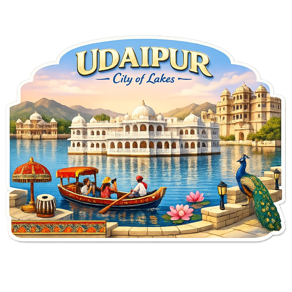 Indian Places Theme Souvenir Wooden Fridge Magnet for Refrigerator - Decorative Fridge Magnet for Kitchen & Home Decoration Size 3x3 Inches | Pack of 1 (Udaipur)-image-7